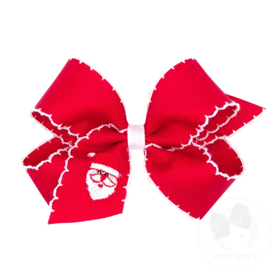 Christmas Emb Hair Bow - Medium - Southern Belle Boutique