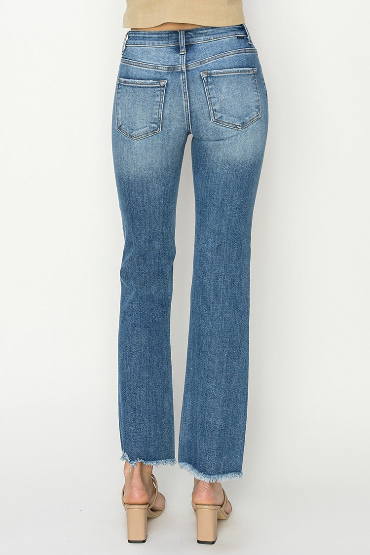 Mid Rise Gray Hem Bootcut Jeans