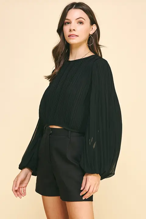 Black Pleated Blouse