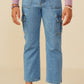 Girls Cargo Pocket Straight Leg Patch Pocket Jeans