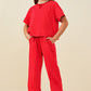Red Washed Short Sleeve Knit Sweatshirt