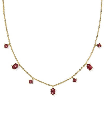 Cailin Delicate Strand Necklace Gold Burgundy Crystal - Southern Belle Boutique