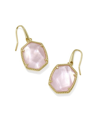 Daphne Frame Drop Earrings - Gold Light Pink Mother Of Pearl - Southern Belle Boutique