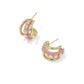 Jane Huggie Earrings - Gold Dark Pink Enamel - Southern Belle Boutique