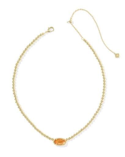Elisa Beaded Necklace - Gold Papaya Mother Of Pearl