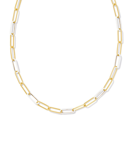 Ainsley Convertible Chain Necklace Gold White Enamel