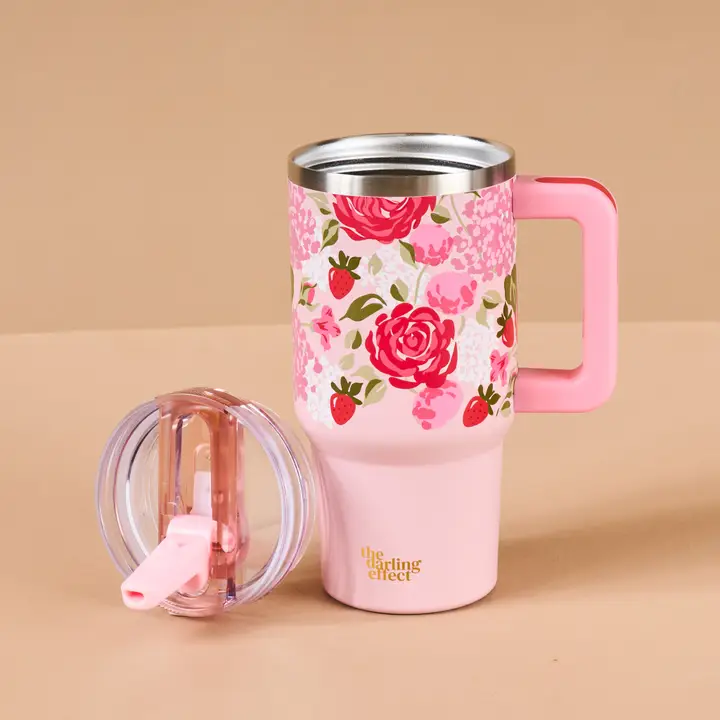 20 oz Lifestyle Flip Straw Tumbler-Rose Garden