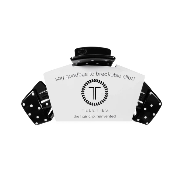Classic Medium Claw Clip - Black Polka Dot Party