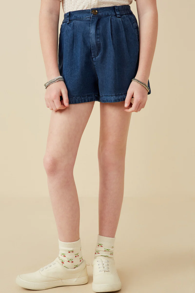 Girls Denim Tencel Dolphin Shorts - Southern Belle Boutique