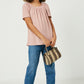 Mauve Ruffled Neck Knit Top