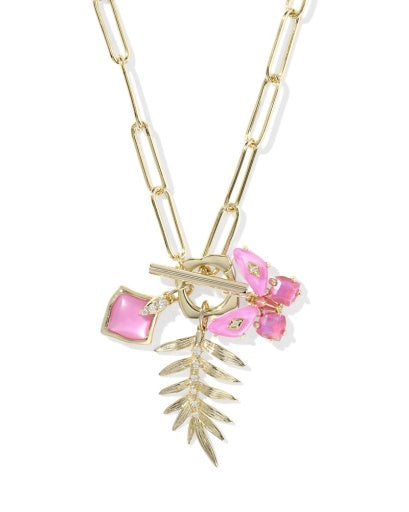 Bianca Butterfly Charm Necklace - Gold Pink Mix