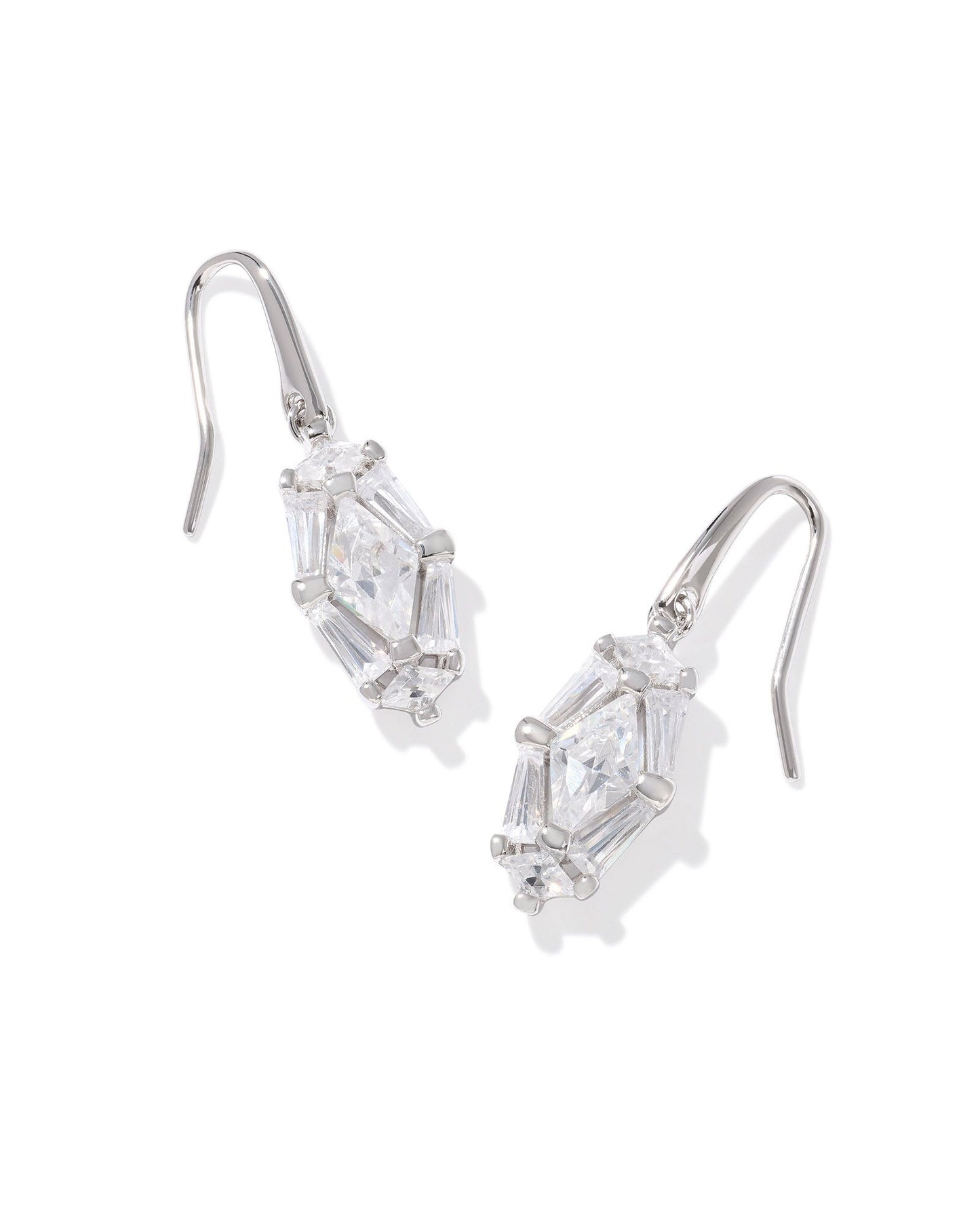 Lindy Rae Lee Drop Earrings Silver White Crystal - Southern Belle Boutique