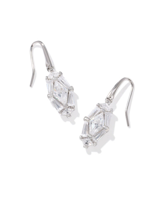 Lindy Rae Lee Drop Earrings Silver White Crystal