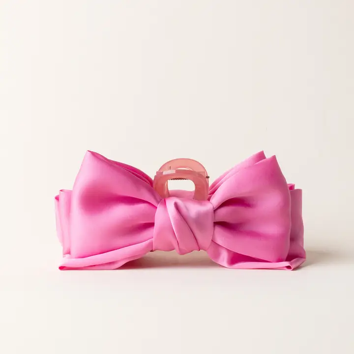 Satin Bow Claw Clip-Hot Pink - Southern Belle Boutique