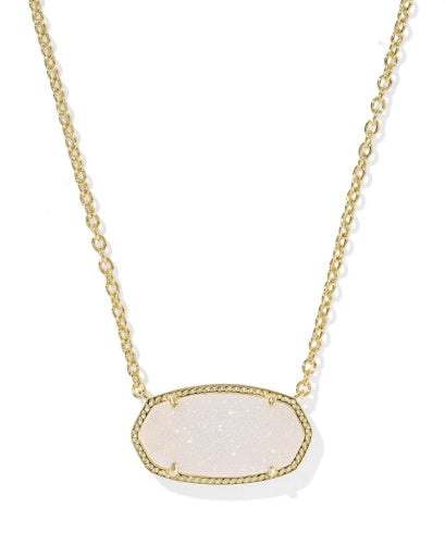 Elisa Statement Short Pendant Necklace Gold Iridescent Drusy