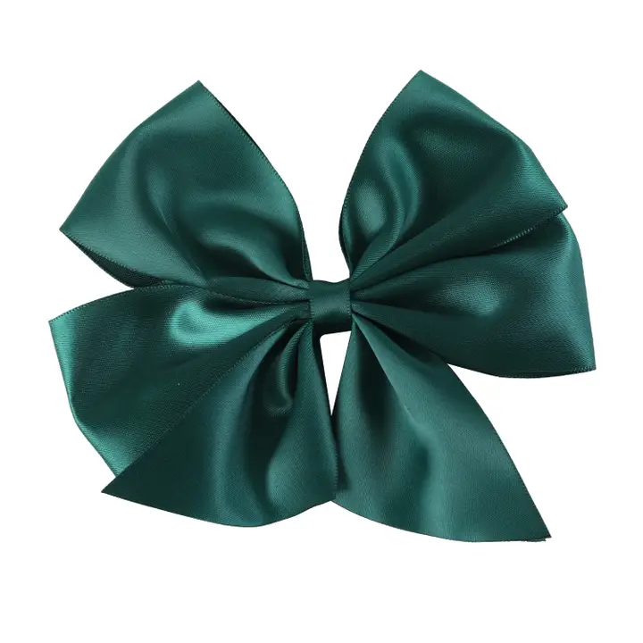 Dark Green Satin Bow Hair Clip - Southern Belle Boutique