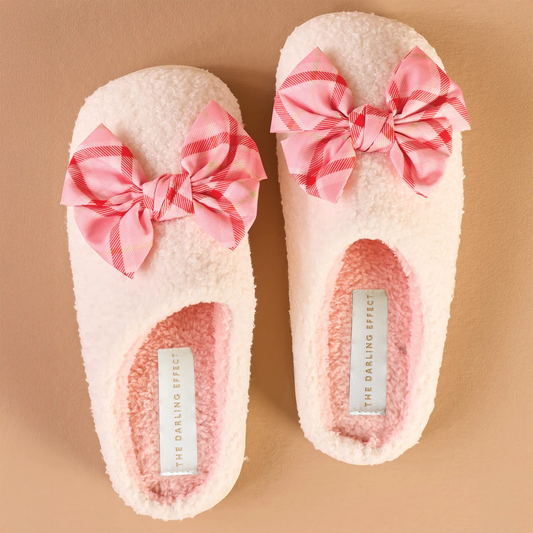 Fuzzy Slippers - Betty Bow Festive Plaid