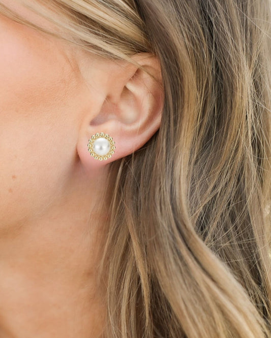 Allure Stud Earrings - Gold Pearl - Southern Belle Boutique