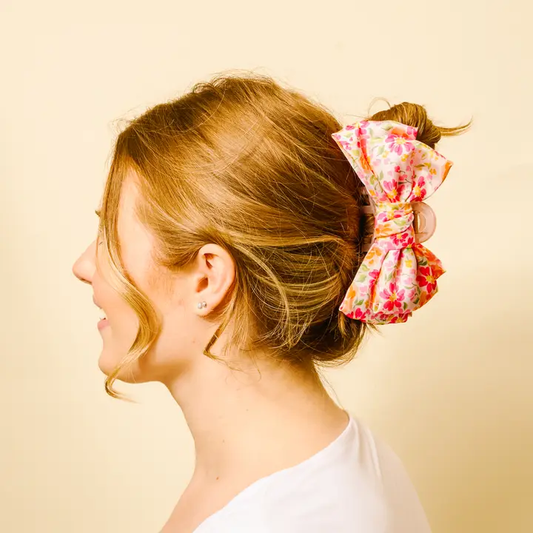 Satin Bow Claw Clip-Secret Garden Pink - Southern Belle Boutique