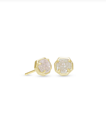 Nola Stud Earrings - Gold Iridscent Drusy