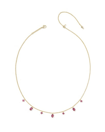 Cailin Delicate Strand Necklace Gold Red Crystal - Southern Belle Boutique