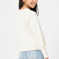 Ivory Textured Rib Exaggerated Cuff Knit Top