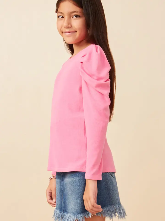 Pink Puff Sleeve Top