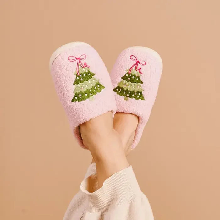 Fuzzy Slippers Twinkling Trees