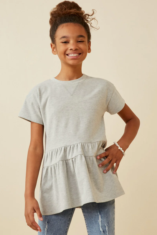 Girls Soft French Terry Banded Peplum Top - Southern Belle Boutique