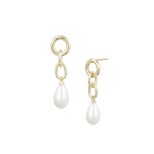 Allure Pearl Drop Earrings - Gold Pearl