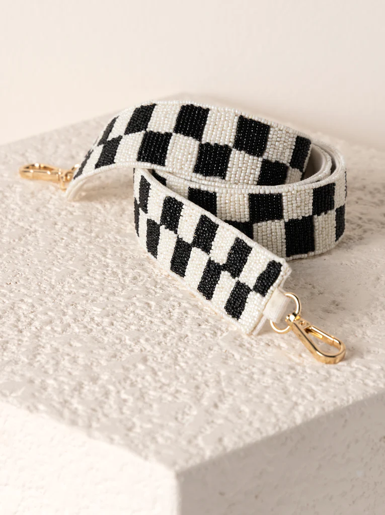 Checker Pattern Beaded Bag Strap - Southern Belle Boutique