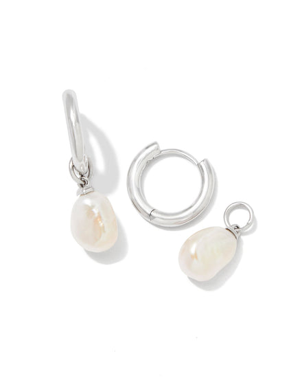 Willa Pearl Huggie Earrings Silver White Pearl - Southern Belle Boutique