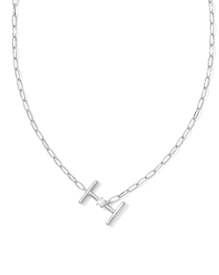 Pearl Letter I Short Pendant Necklace - Silver