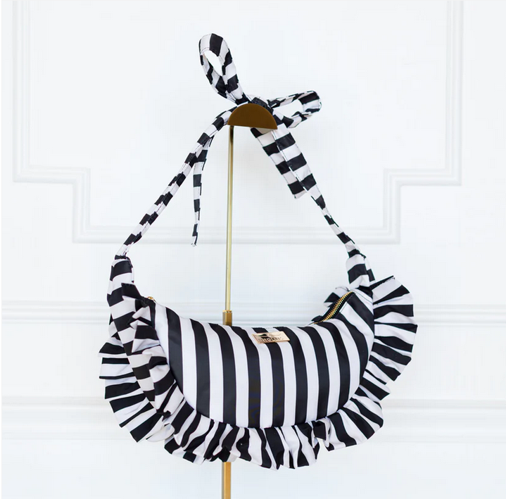 Ruffled Bum Bag - Black Striped - Southern Belle Boutique