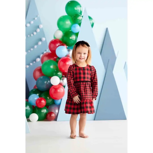 Buffalo Check Dress&amp; Headband - Southern Belle Boutique