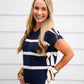 Navy Striped Bow Sweater