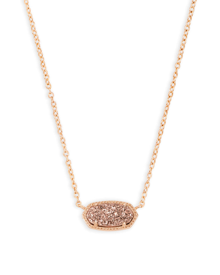 Elisa Short Pendant Necklace - Rose Gold Rose Gold Drusy - Southern Belle Boutique