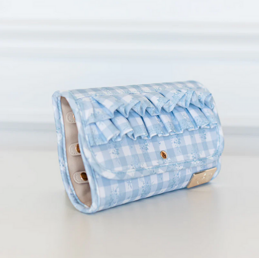 Ruffled Jewelry Fold - Blue Floral - Southern Belle Boutique