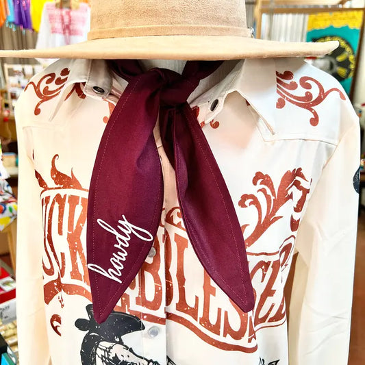 Howdy Embroidered Ascot Scarf