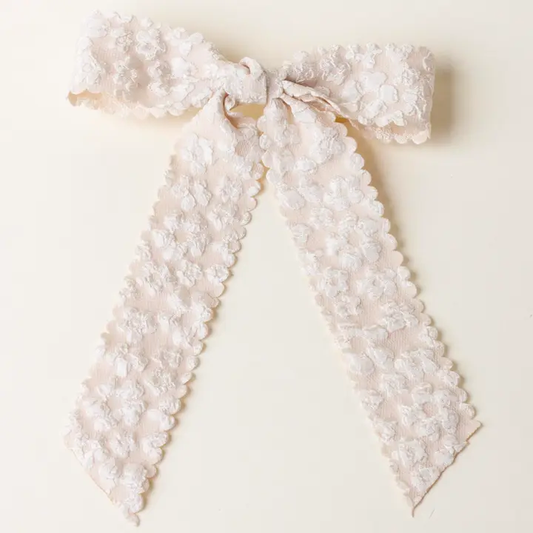 Flower Scallop Hair Bow-Champagne - Southern Belle Boutique