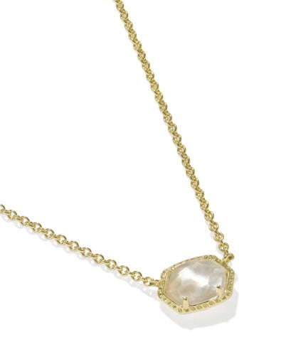 Daphne Frame Short Pendant Necklace - Gold Ivory Mother Of Pearl - Southern Belle Boutique