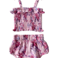 Muslin Smocked Ruffle Top & Bloomer, Violet Rose - Southern Belle Boutique