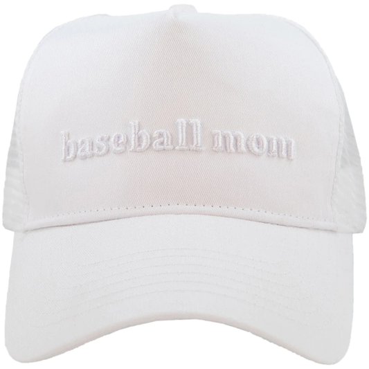 Baseball Mom White Trucker Hat - Southern Belle Boutique