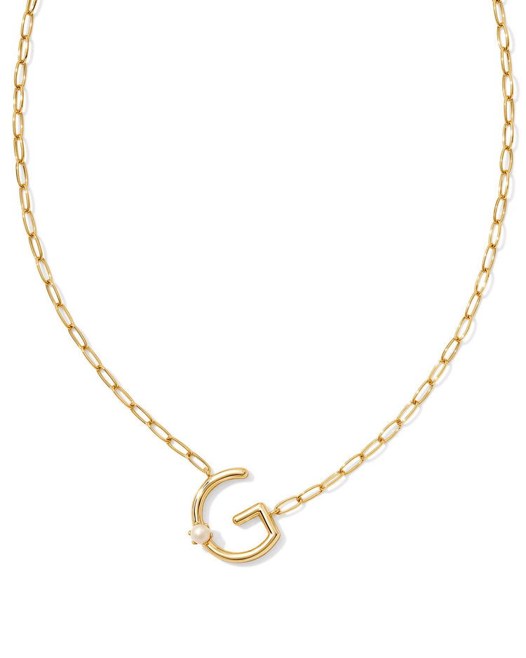 Pearl Letter G Short Pendant Necklace - Gold