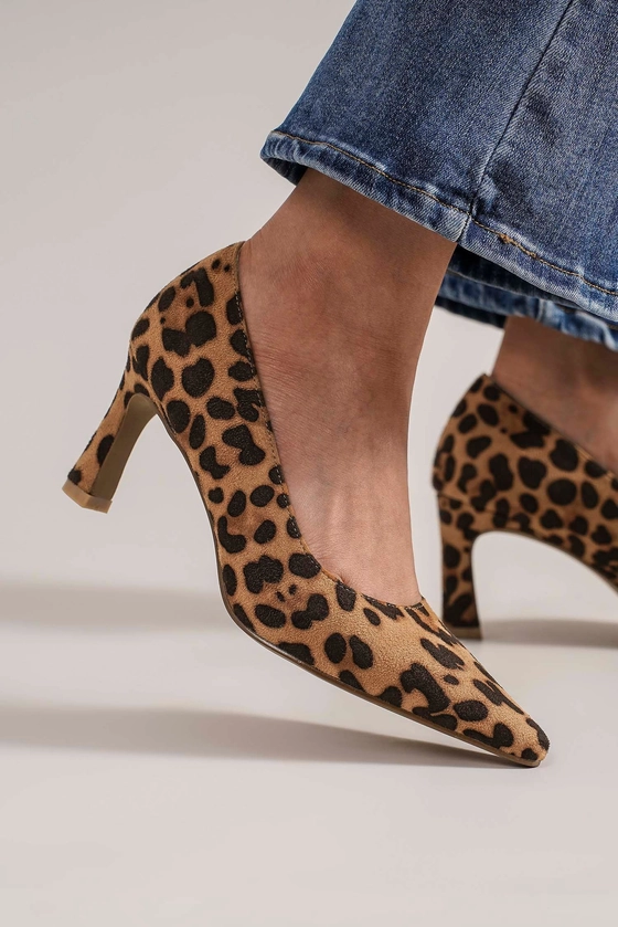 Leopard Faux Suede Classic Pump Heel