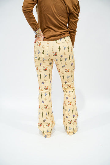 Let's Rodeo Motif Flare Pants - Southern Belle Boutique