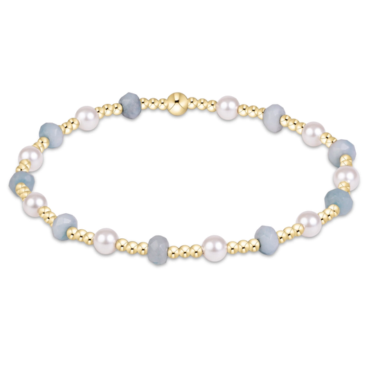 Sincerity Gemstone & Pearl 4mm Bracelet - Aquamarine - Southern Belle Boutique