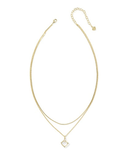 Joelle Multi Strand Necklace - Gold Ivory Mother Of Pearl