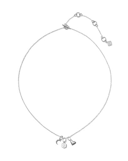 Arlene Charm Necklace Silver White Cz