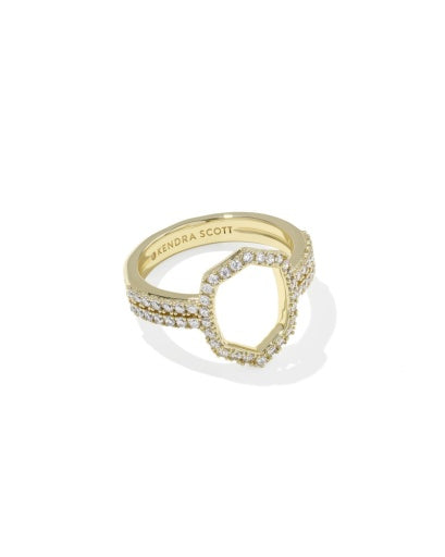 Daphne Pave Cocktail Ring - Gold White Cz - Southern Belle Boutique